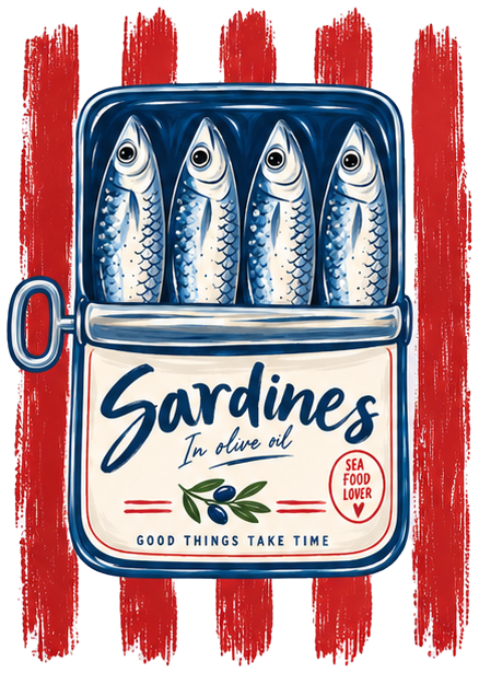 Diseño Polera Retro Sardines.